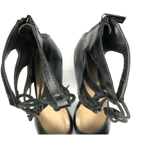 Breckelles Black Pointed Toe Lace Up Zipper Back Womens Size 8.5 Stiletto Heels - Picture 5 of 11